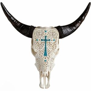 Skull Bliss | Hand-Carved Cow Skull | Tinted Faith